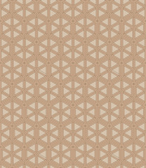 Vector Geometric seamless pattern beige triangles. Image of geometric seamless pattern consisting of beige triangles forming a three-dimensional cubes.