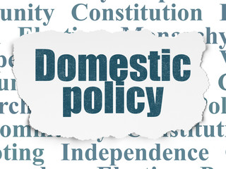 Politics concept: Domestic Policy on Torn Paper background