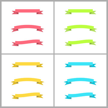 Set of colorful vector flexible ribbons