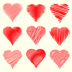 Nine different heart shapes collection specially for valentines day