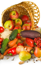  various vegetables in a basket closeup