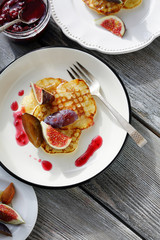 homemade pancakes with plums and figs