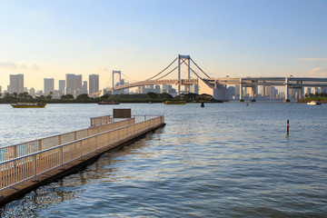 rainbow bridge odaiba tokyo japan important landmark tourist vis
