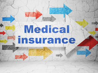 Insurance concept: arrow with Medical Insurance on grunge wall background
