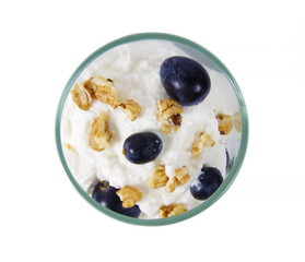 yogurt with walnuts and grapes