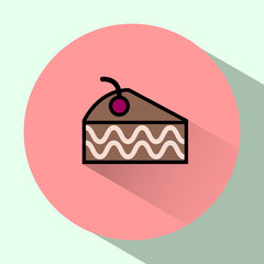 Cake Slice with Cherry on top colorful icon.