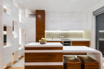 Kitchen in luxury apartment