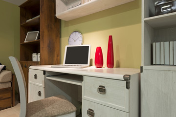 Interior of student (teenager) room in the evening - back to sch