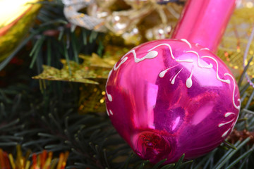 Christmas composition with Christmas balls and Christmas decoration