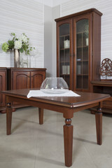 Wooden table in classic living room