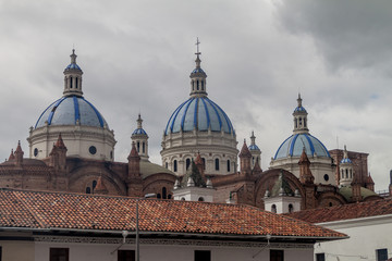 Fototapeta na wymiar Towers of New Cathedral (Catedral de la Inmaculada Concepcion), Cuenca, Ecuador