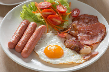 English breakfast. Selective focus.
