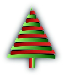 Christmas tree from red and green bended papers