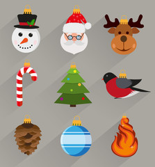 Flat style Christmas decorations