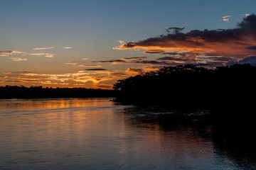 Sunset over river Napo, Peru