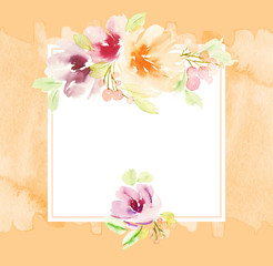 Fototapeta na wymiar Greeting card with flowers. Pastel colors. Handmade. Watercolor
