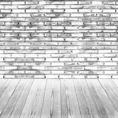 wood floor and brick Wall background