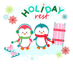 Holiday funny penguins