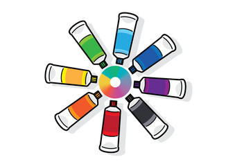 flat creativity watercolor tube illustration vector