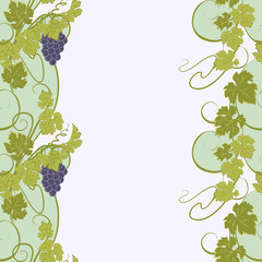 Seamless texture with vines and bunches of grapes.