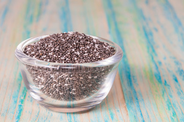 Chia seeds on wood