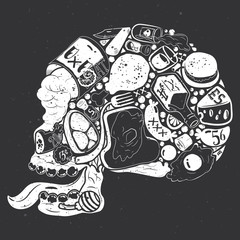 Figure skull of food collage