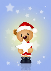 bear with star at Christmas