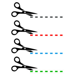 Icono plano cortar linea de puntos varios colores  1 © teracreonte