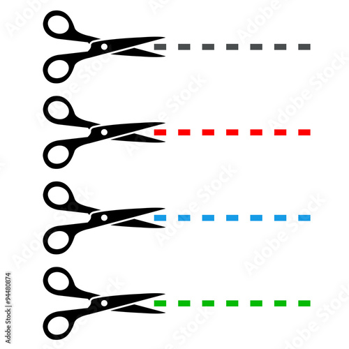 Cortar Por La Linea De Puntos "Icono plano cortar linea de puntos varios colores #2" Stock image and