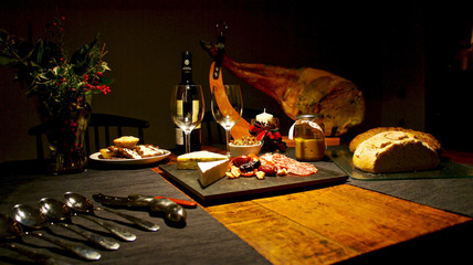 Spanish festive gourmet table, Christmas