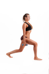 fitness woman doing exercises with dumbbell