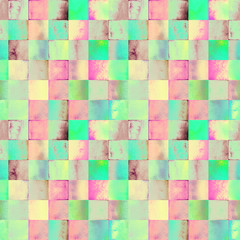 Wtercolor pattern with gradient squares