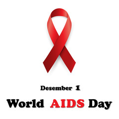 Vector illustration red ribbon - AIDS
