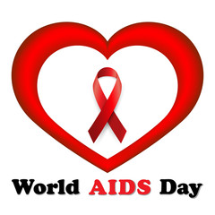 Vector illustration red ribbon - AIDS
