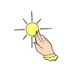 cartoon hand reaching for sun