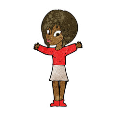 cartoon woman with open arms
