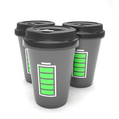 Three paper coffee cups