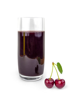 Glass of sweet cherry juice