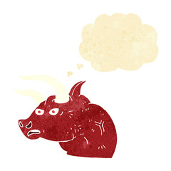 cartoon angry bull head with thought bubble