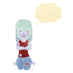 Obraz na płótnie Canvas cartoon vampire girl with thought bubble