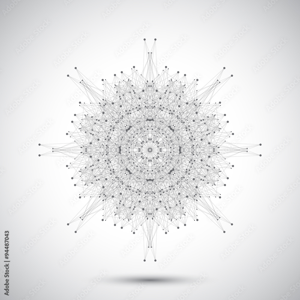 Poster Geometric abstract form with connected lines and dots. Vector illustration