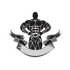 Bodybuilding and powerlifting concept, icon, banner, template, badge
