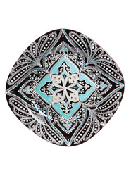 Vintage painted porcelain plate on a white background