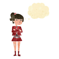 cartoon cool girl with thought bubble