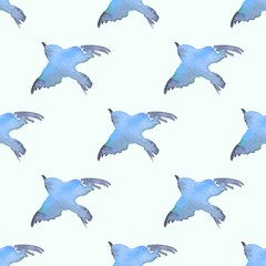 Background with simple watercolor birds 2