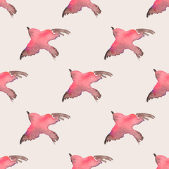 Background with simple watercolor birds. Vector
