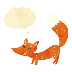 cartoon little fox with thought bubble