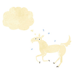 cartoon horse sweating with thought bubble