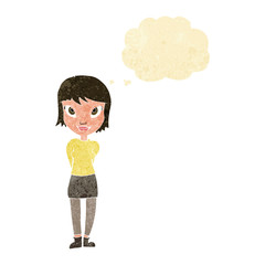 cartoon pretty girl with thought bubble