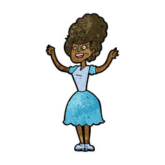 cartoon happy 1950's woman